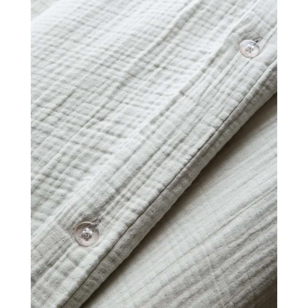 Quince Organic Cotton Gauze Duvet Cover Set King/Cal King Light Grey Mist Shams
